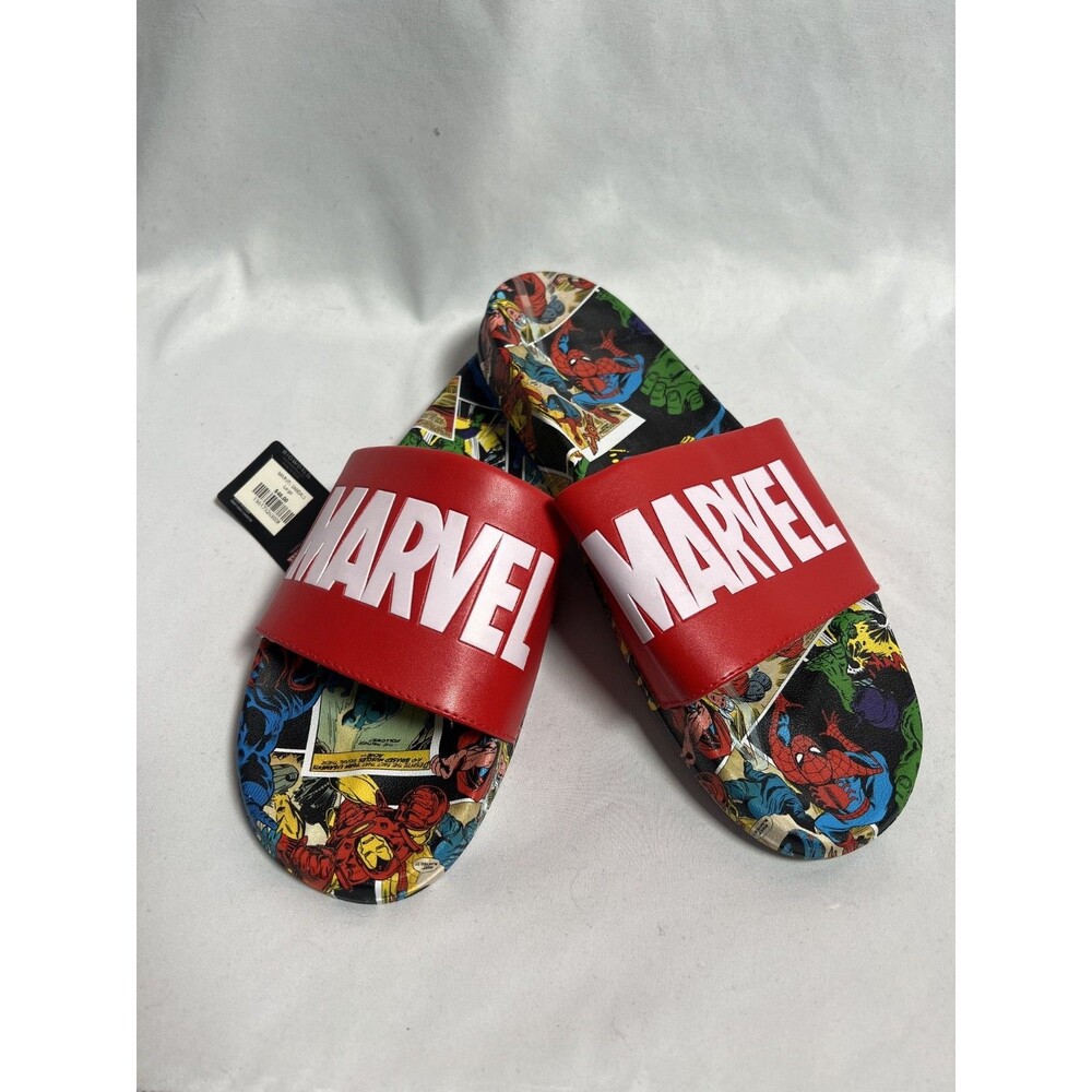 Marvel Red Label with Comic Scene Sandal Slides Multi-Color - size Large
